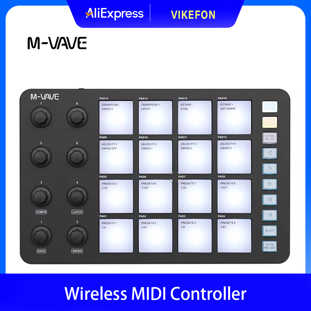 Midi Controller Pad - M-VAVE SMC-PAD Pengontrol MIDI Nirkabel Cocok